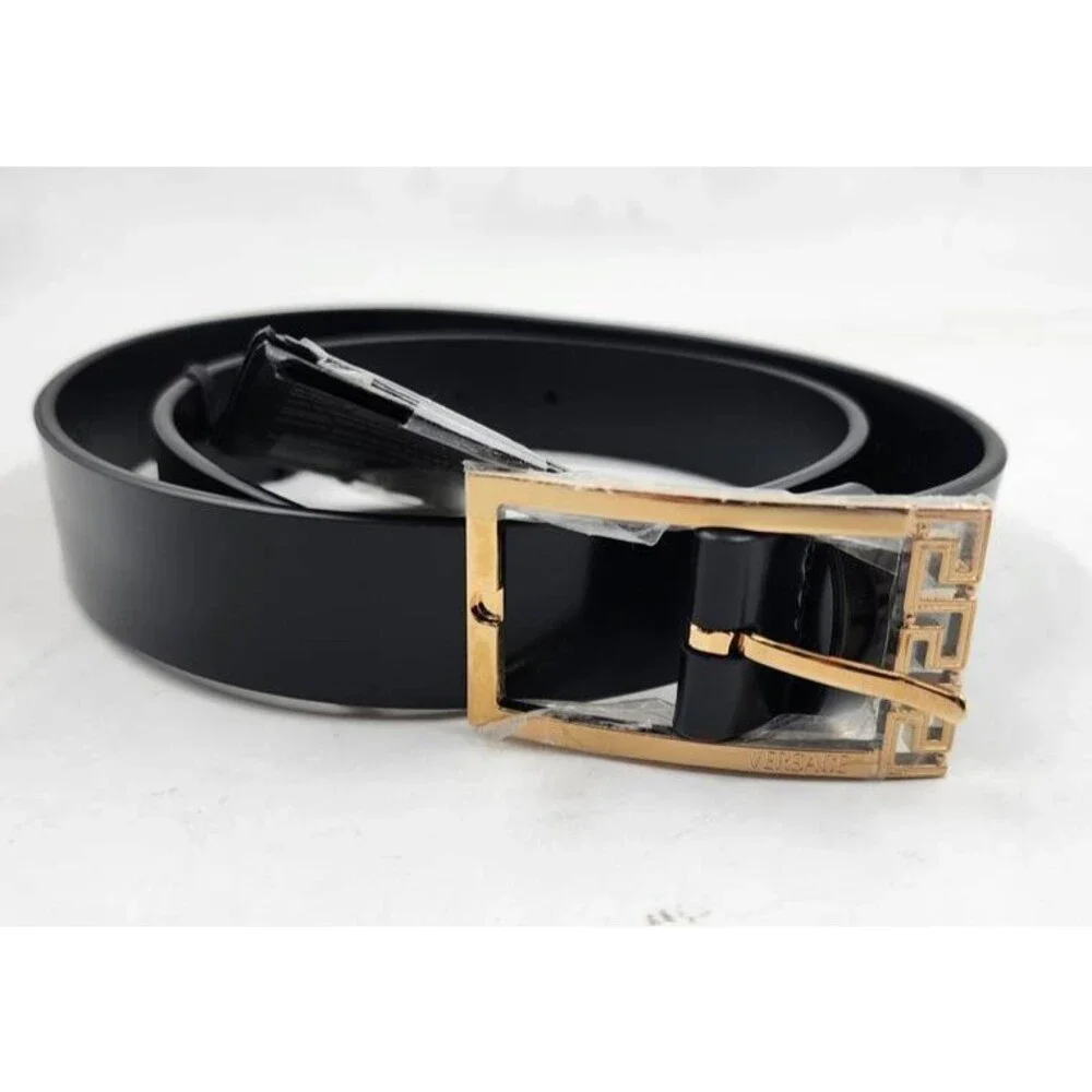 Versace Greca Belt Men's 80/32 Black Buckle Closure